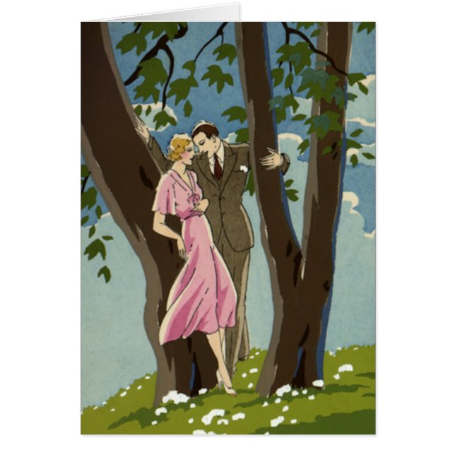 Vintage Art Déco Amour et Romance Nouveaux mariés  (Devant)