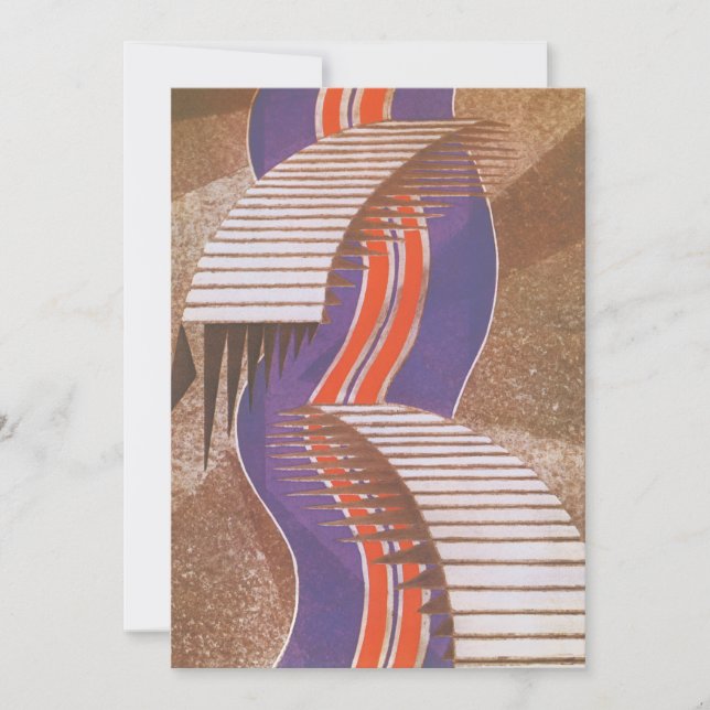 Vintage Art Déco Jazz Pochoir Escalier Motif (Devant)