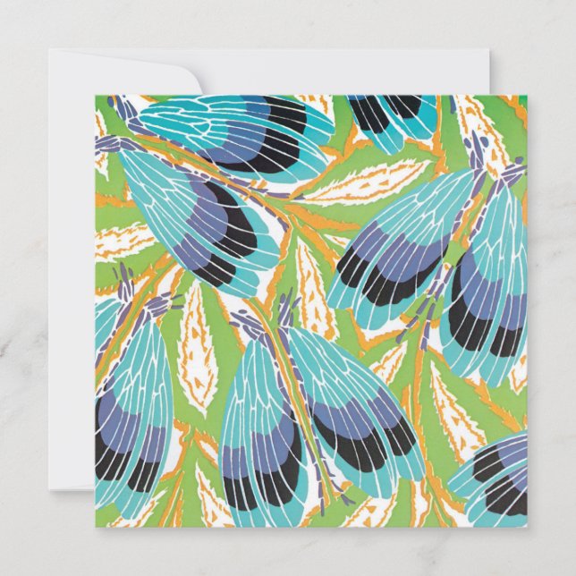 Vintage Art Déco Jazz Pochoir Jardin Bugs Insectes (Devant)