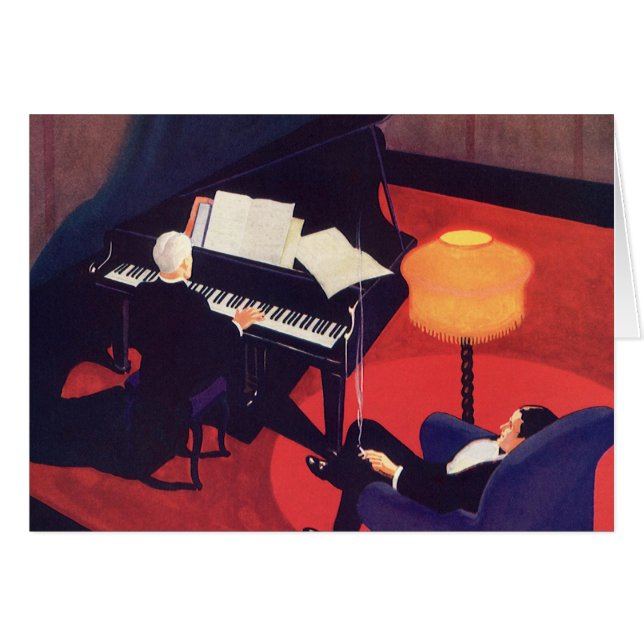 Vintage Art Déco Music Lounge Piano Player Pianist (Devant horizontal)