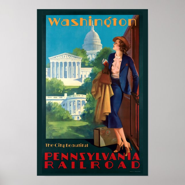 Vintage Art déco Washington Travel (Devant)