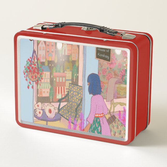 Vintage Art Lunch Box Red (Dos)
