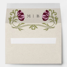 Vintage Art Nouveau Burgundy Pink Florals Wedding