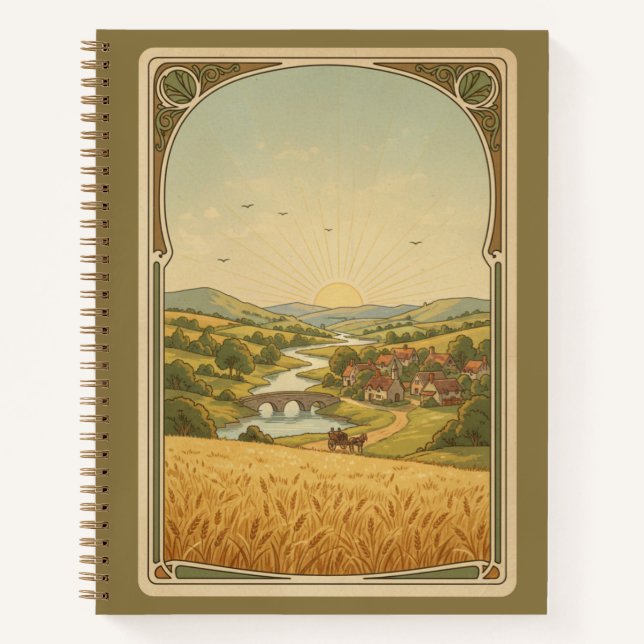 Vintage Art Nouveau Golden Valley Sunrise Journal (Devant)