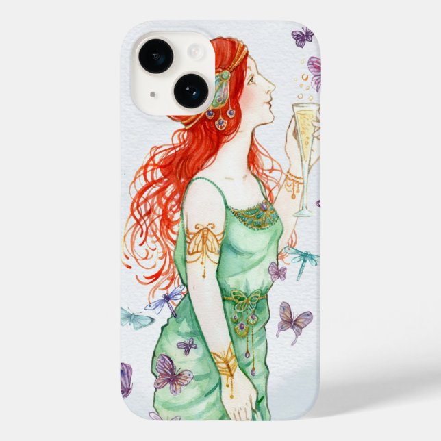 Vintage Art Nouveau Lady Champagne Coque horaire (Verso)