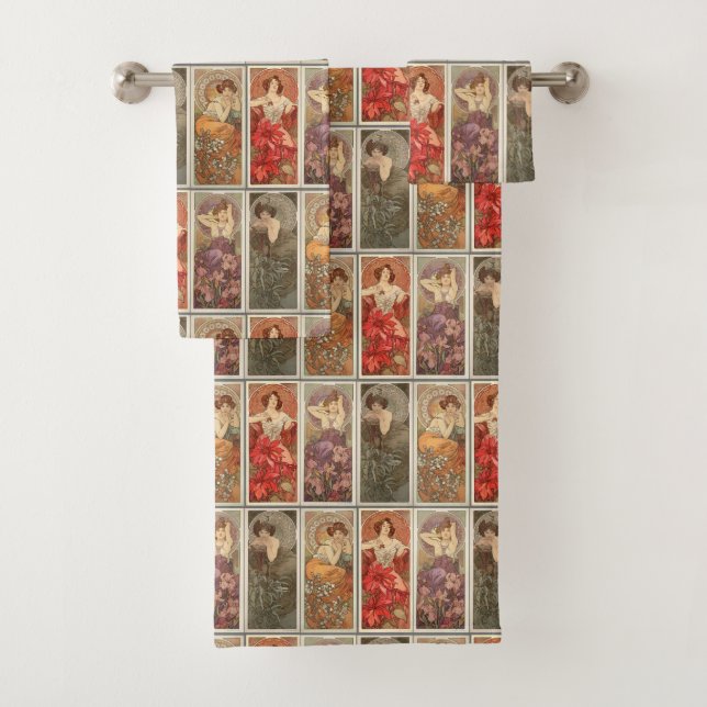 Vintage Art Nouveau Mucha Precious Pierres Motif (En situation)