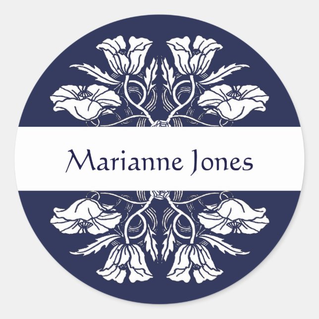 Vintage Art Nouveau Nom Floral Étiquette (Devant)