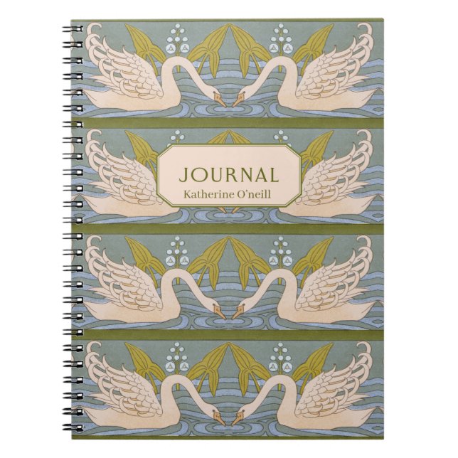 Vintage Art Nouveau Swan Motif Journal (Devant)
