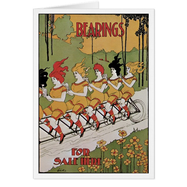Vintage Art Nouveau, Vélo Tandem à Roulements (Devant)