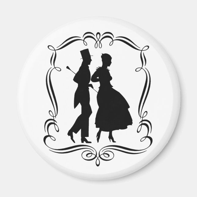 Vintage Art Silhouette Élégant Homme Femme Magnet (Devant)