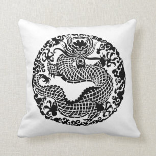 Vintage Asiatique Dragon décor coussin