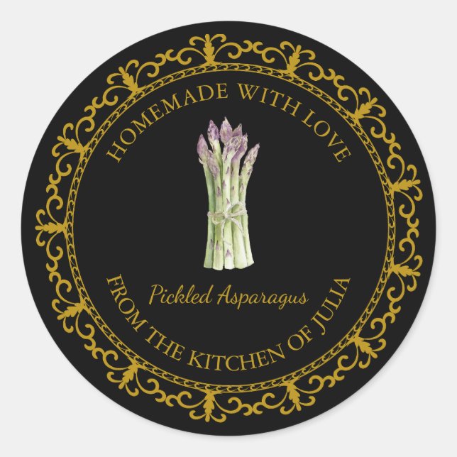 Vintage Asparagus fait maison Pickle Étiquette l N (Devant)