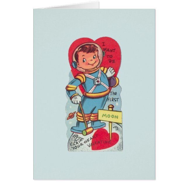Vintage Astronaut Valentine's Day Card (Devant)