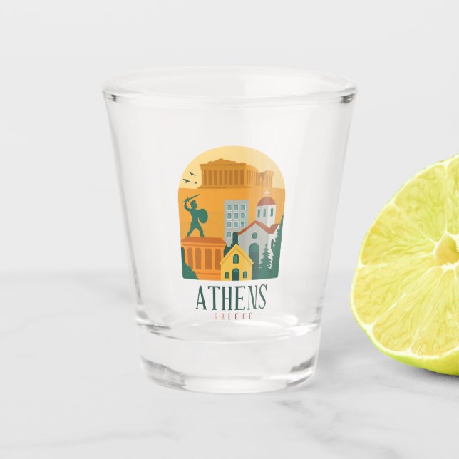 Vintage Athènes Grèce Parthénon verre à balles | R (Devant)