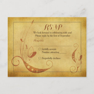 Vintage automne Abstrait mariage floral carte post