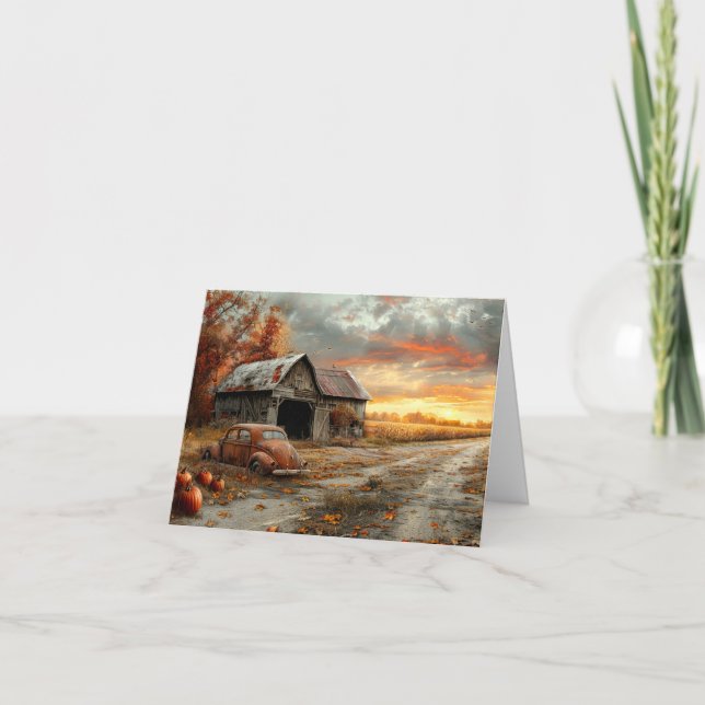 Vintage Automne Country Road et Barn Blank (Devant)