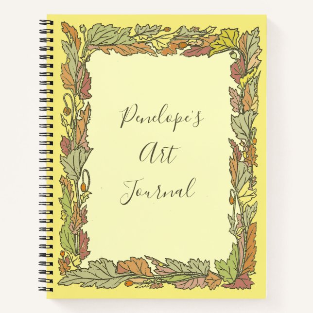 Vintage Automne Feuilles Art Journal avec votre no (Devant)