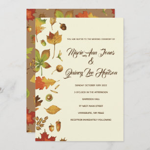Vintage Automne laisse les invitations de mariage