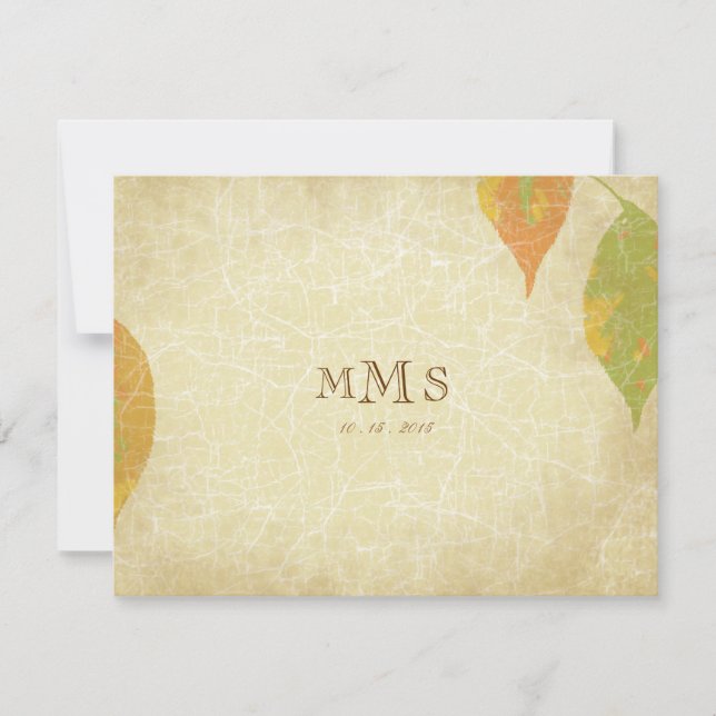 Vintage automne laisse mariage RSVP (Devant)