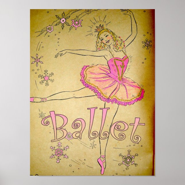 Vintage Ballerina Wall Poster (Devant)