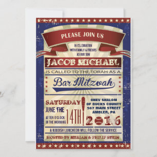 VINTAGE BASEBALL Bar Mitzvah Invitation