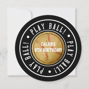 Vintage Baseball JOUER BALL Black Party Invitation
