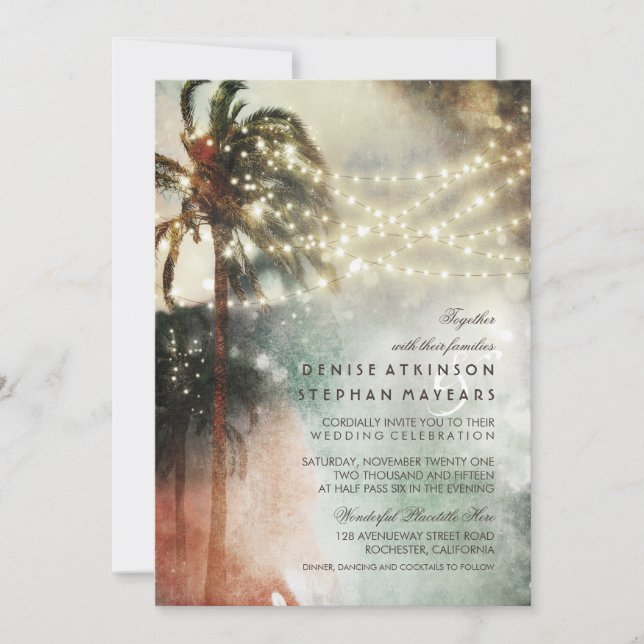 Vintage Beach Ancien Mariage Invitations (Devant)