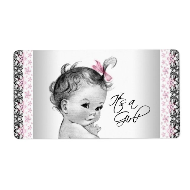 Vintage bébé fille bouteille d'eau Étiquettes (Devant)