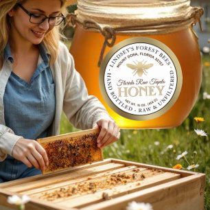 Vintage Bee Miel Étiquette Main Bouteille Raw