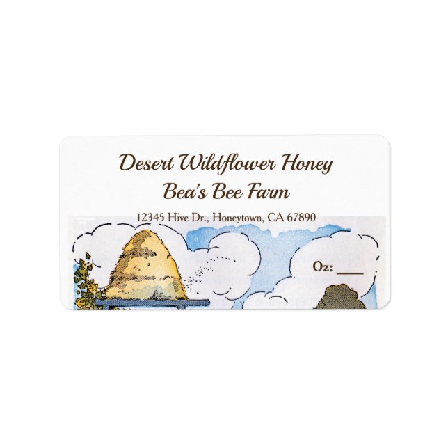 Vintage Beehive Custom Honey Étiquettes (Devant)