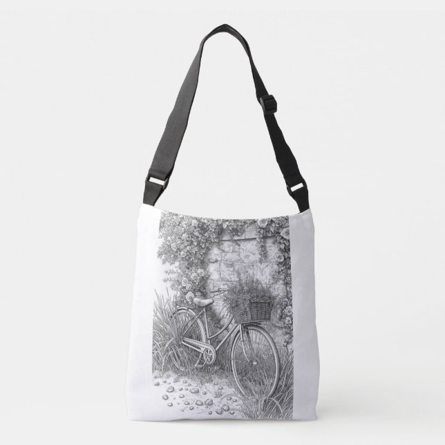 Vintage Bicycle & Roses Garden Tote Bag (Devant)