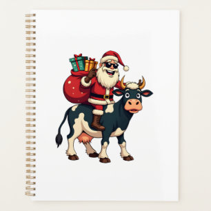 Vintage Bigfoot Père Noël à cheval sur une vache N