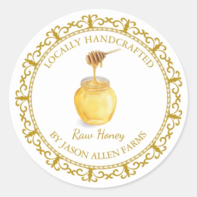 Vintage bio Étiquette de miel blanc (Devant)