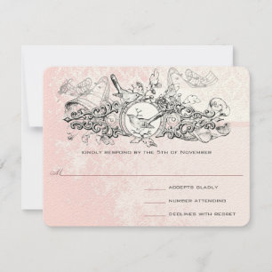 Vintage Bird Rose Musical Scroll Mariage RSVP