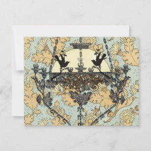 Vintage Birds Damask Chandelier Mariage RSVP