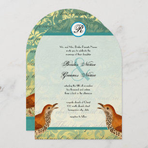 Vintage Birds Lagoon Endive Faire-part de mariage