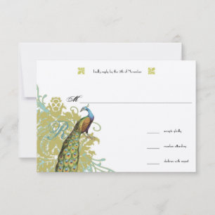Vintage Birds Lagoon Endive Mariage damassé RSVP