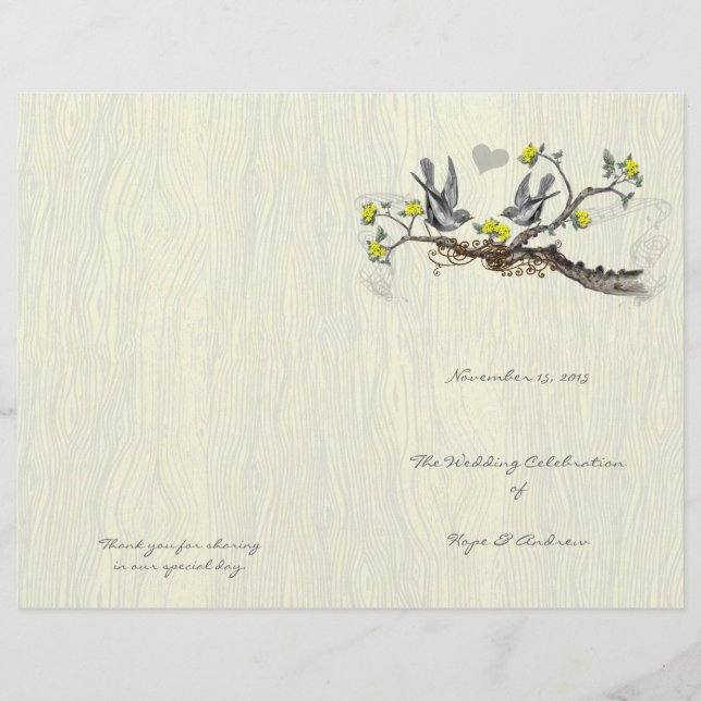 Vintage Birds Programme des grains de bois jaunes  (Devant)