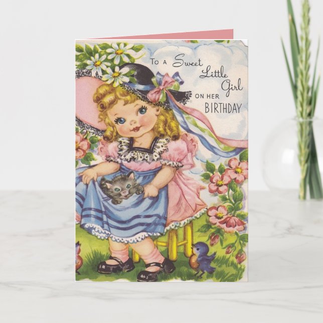 Vintage Birthday girl ajouter la carte de message (Devant)