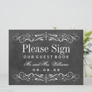 Vintage Black Chalkboard Mariage Livre d'invité
