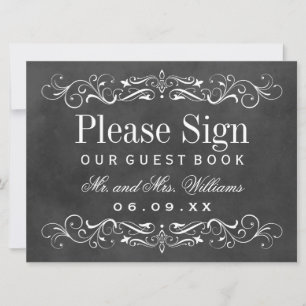 Vintage Black Chalkboard Mariage Livre d'invité