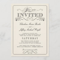 Vintage Blanc Élégant Mariage Invitations WT313