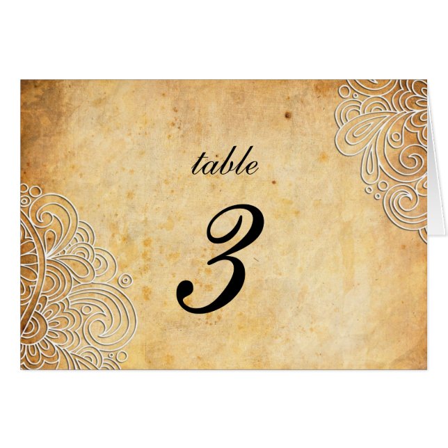 Vintage Blanc Floral Mariage Numéro de table (Devant horizontal)