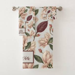 Vintage blanc Magnolia Blossom Flora Motif