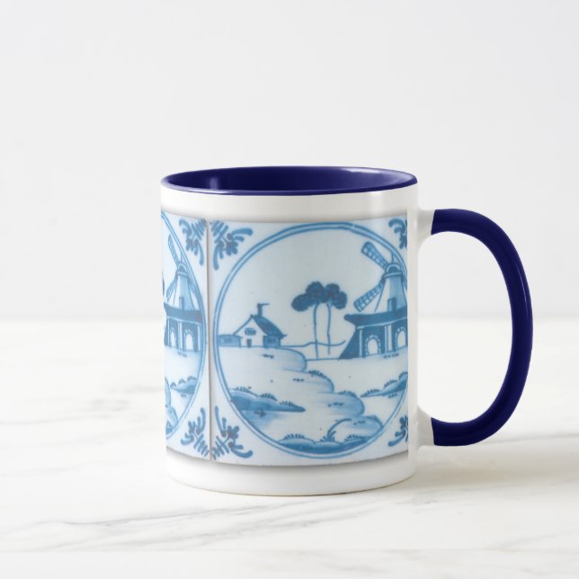 Vintage Bleu Blanc Delft Windmill Café Mug (Droite)