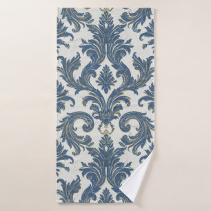 Vintage Bleu et or Baroque Damas