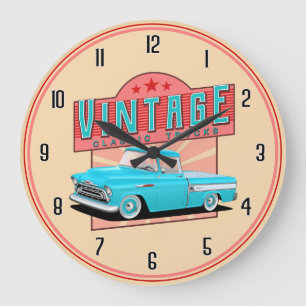 Vintage Blue American Trucks Grande horloge