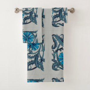 vintage blue antiflower graphic