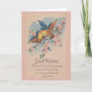 Vintage Blue Birds Bonne Voix Carte de voeux