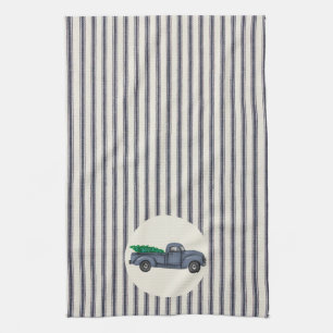 Vintage Blue Christmas Tree Camion Serviette de cu